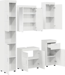 vidaXL Σετ Επίπλων Μπάνιου TULUM 5 pcs Υψηλής γυαλάδας λευκό