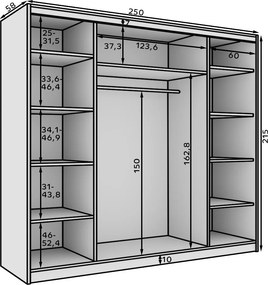 Ντουλάπα Galadriel 250 συρόμενη-Leuko
