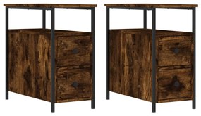 vidaXL Κομοδίνα 2 τεμ. Καπνιστή Δρυς 30 x 60 x 60 εκ. Επεξεργ. Ξύλο