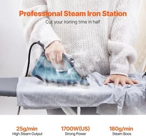 VEVOR Steam Iron 1600W Iron for Clothes Auto Shut-Off Self-Cleaning for Ironing