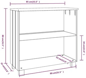 vidaXL Ντουλάπι HAMAR Αν. Γκρι 85 x 35 x 80 εκ. από Μασίφ Ξύλο Πεύκου