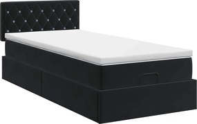 vidaXL Κρεβάτι Ottoman με στρώμα Μαύρο 100 x 200 cm Βελούδο