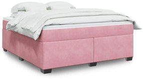 Κρεβάτι Boxspring με Στρώμα Ροζ 180x200 εκ. Βελούδινο