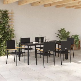 vidaXL Σέτ φαγητού για κήπο 7 pcs Μαύρο 150 x 90 x 75 cm