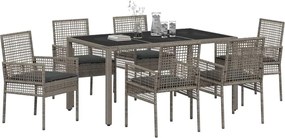 vidaXL Σέτ φαγητού για κήπο 7 pcs Γκρι συνθετικό ρατάν