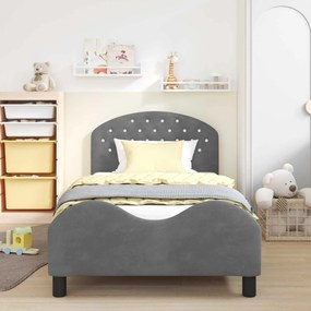 vidaXL Κρεβάτι Παιδικής Κρεβατοκάμαρας με Κεφαλάκι Σκούρο Γκρι Βελούδο