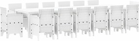 vidaXL Σέτ φαγητού για κήπο 15 pcs Λευκό Rattan Polt