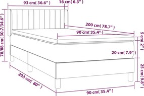 vidaXL Κρεβάτι Boxspring με Στρώμα Μπλε 90x200 εκ.Υφασμάτινο