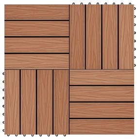 vidaXL Πλακάκια Deck 11 τεμ. Ανάγλυφα Ανοιχτό Καφέ 30x30 εκ. 1 μ² WPC