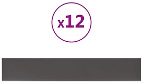 vidaXL Πάνελ Τοίχου 12 τεμ. Γκρι 90 x 15 εκ. 1,62 μ² Συνθετικό Δέρμα