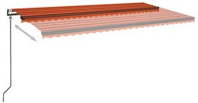 vidaXL Τέντα Αυτόματη με LED/Αισθητ. Ανέμου Πορτοκαλί/Καφέ 600x350 εκ.