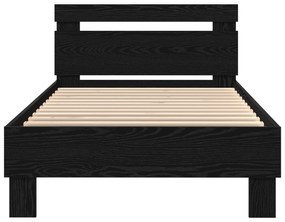 vidaXL Κρεβάτι με LED Φώτα Μαύρη Δρυς 90x200 cm Κατασκευασμένο Ξύλο