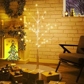 vidaXL Δέντρο Λευκή Σημύδα με 48 LED Θερμό Λευκό 120 εκ.