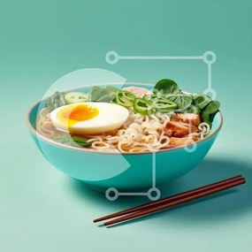 Intra Συλλεκτικό Ξύλινο Παζλ Plywood  4mm - Νόστιμο μπολ Ramen με αυγό και λαχανικά Σε Ξύλινο Κουτί - Διαστάσεις: 10x10 cm – 25 κομμάτια