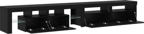 vidaXL Ντουλάπι TV με LED 3 pcs Μαύρη Οξυά 260 x 37 x 40 εκ