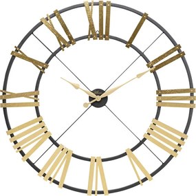 Ρολόι Τοίχου Nevio Με Λατινικούς Αριθμούς Μαύρο-Χρυσό 95 εκ. 95x3x95εκ - Μαύρο