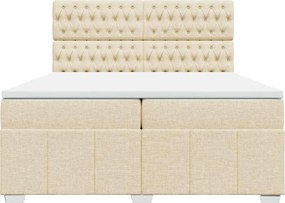 vidaXL Κρεβάτι Boxspring με Στρώμα Κρεμ 200x200 εκ. Υφασμάτινο