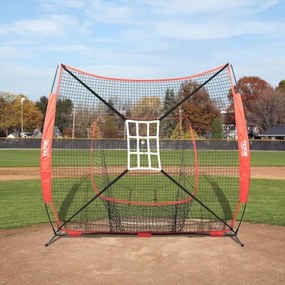 VEVOR 7x7 ft Baseball Softball Practice Net, Portable Baseball Training Net for Hitting Catching Pitching, Backstop Baseball Equipment with Bow Frame, Carry Bag, Strike Zone, Ball, Tee, Ball Collector