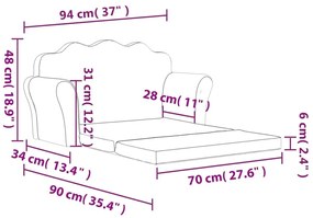 Καναπές/Κρεβάτι Παιδικός Διθέσιος Αν Γκρι Μαλακό Βελουτέ Ύφασμα - Γκρι