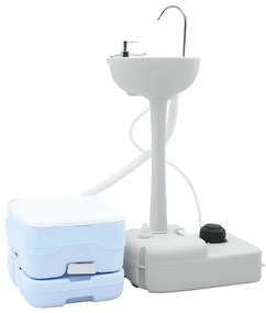 vidaXL Σετ Τουαλέτας Κάμπινγκ 2 pcs Μπλε και άσπρο