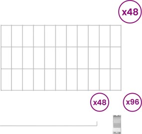 vidaXL Περίφραξη Κήπου με Στήλες 48 τμχ. 55 x 30 εκ. Ασημί