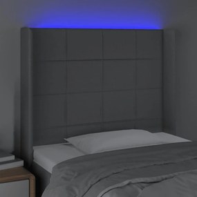 Κεφαλάρι Κρεβατιού LED Ανοιχτό Γκρι 83x16x118/128εκ. Υφασμάτινο - Γκρι