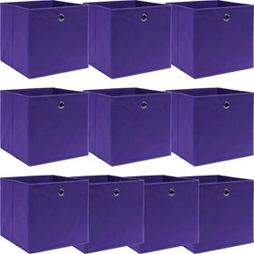 vidaXL Κουτιά Αποθήκευσης 10 τεμ. Μοβ 32 x 32 x 32 εκ. Υφασμάτινα