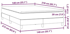 Κρεβάτι Boxspring με Στρώμα Σκούρο Γκρι 140x210 εκ. Βελούδινο - Γκρι