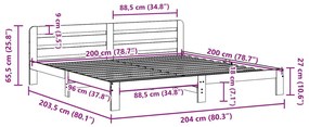 Σκελετός Κρεβ. Χωρίς Στρώμα Λευκό 200x200 εκ Μασίφ Πεύκο - Λευκό