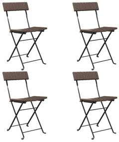 vidaXL Καρέκλες Bistro Πτυσσόμενες 4 τεμ. Καφέ Συνθετικό Ρατάν&Ατσάλι