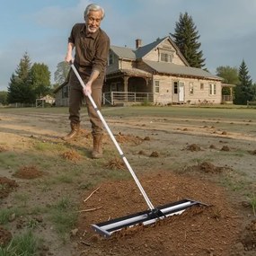 VEVOR 36x10in Lawn Leveling Rake with 83.9 in Adjustable Handle for Yard Garden