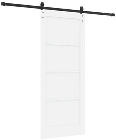 vidaXL Συρόμενη Πόρτα με Σετ Εξαρτημάτων Λευκή 83x202 εκ. Σταθερό Ξύλο Πεύκου