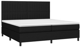 vidaXL Κρεβάτι Boxspring με Στρώμα &amp; LED Μαύρο 200x200 εκ. Υφασμάτινο