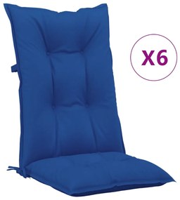 vidaXL Μαξιλάρια Καρέκλας Κήπου με Πλάτη 6 τεμ. Μπλε Ρουά 120x50x7 εκ.