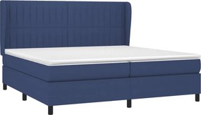 vidaXL Κρεβάτι Boxspring με Στρώμα Μπλε 200x200 εκ. Υφασμάτινο