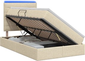 vidaXL LED Κρεβάτι αποθήκευσης με στρώμα Κρεμ 120 x 200 cm Ύφασμα