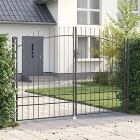 vidaXL Πύλη Κήπου με Στεφάνι Δυο Στριφτών Γκρι 200x300 εκ Ατσάλι