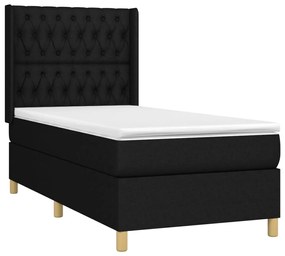vidaXL Κρεβάτι Boxspring με Στρώμα &amp; LED Μαύρο 100x200 εκ. Υφασμάτινο