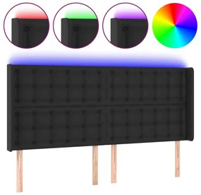 vidaXL Κεφαλάρι Κρεβατιού LED Μαύρο 183x16x118/128 εκ. Συνθετ. Δέρμα
