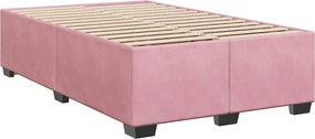 vidaXL Κρεβάτι Boxspring με Στρώμα Ροζ 120x190 εκ. Βελούδινο