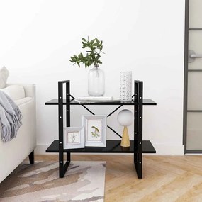 vidaXL Βιβλιοθήκη με 2 Ράφια Μαύρη 80 x 30 x 70 εκ. από Επεξ. Ξύλο