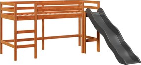 vidaXL Υπερυψ. Κρεβάτι με Κουρτίνες Λευκό/Μαύρο 80x200 εκ. Μασίφ Πεύκο