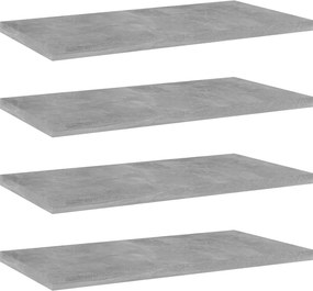 vidaXL Ράφια Βιβλιοθήκης 4 τεμ. Γκρι Σκυροδ. 40x20x1,5 εκ. Επεξ.Ξύλο