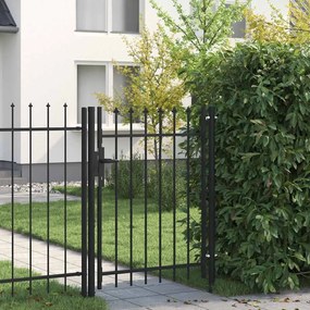 vidaXL Καγκελόπορτα Μονή με Ακίδες Μαύρη 1 x 1,2 μ. Ατσάλινη