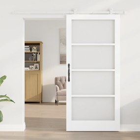 vidaXL Συρόμενη Πόρτα με Σετ Εξαρτημάτων 'ORKDAL' Λευκή Στερεή Ξυλεία & Γυαλί