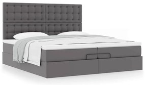 vidaXL Οθωμανικό κρεβάτι με στρώματα Γκρι 200x200cm Faux Leather