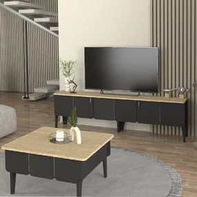 Έπιπλο τηλεόρασης Pedro ανθρακί-rota oak 180x35x50εκ