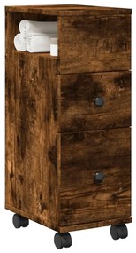 Ντουλάπι Μπάνιου Στενό με Ροδάκια Καπνιστή δρυς Επεξ. Ξύλο