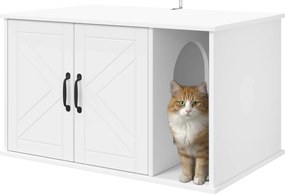 vidaXL Σπίτι Γάτας Λευκό 85 x 55 x 50 εκ. Επεξεργασμένο ξύλο