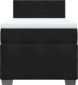 vidaXL Κρεβάτι Boxspring με Στρώμα Μαύρο 90x190 εκ. Βελούδινο